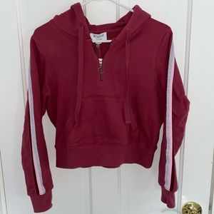 Anthropologie / David Lerner Half Zip Pink Striped Hoodie